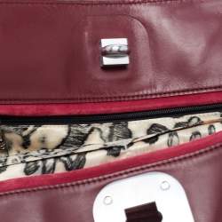 Longchamp Burgundy Python Embossed Leather Gatsby Tote