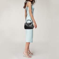 Pre Owned Longchamp Black Croc Embossed Leather Tote