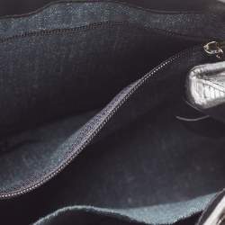 Pre Owned Longchamp Black Croc Embossed Leather Tote