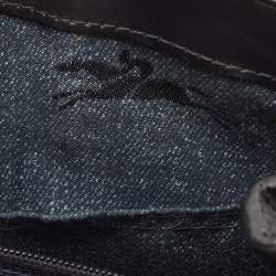 Pre Owned Longchamp Black Croc Embossed Leather Tote