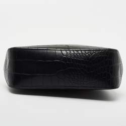 Pre Owned Longchamp Black Croc Embossed Leather Tote