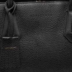 Pre Owned Longchamp Black Leather Zip Tote