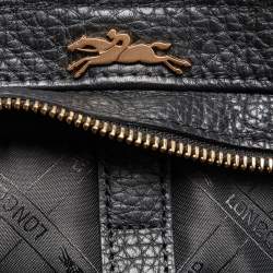 Pre Owned Longchamp Black Leather Zip Tote
