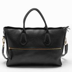 Pre Owned Longchamp Black Leather Zip Tote