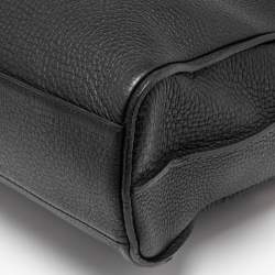 Pre Owned Longchamp Black Leather Zip Tote