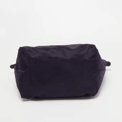 Pre Owned Longchamp Purple Embroidered Patches Nylon and Leather Le Pliage Tote