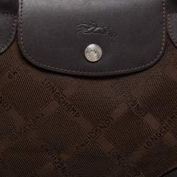 Longchamp Brown Canvas and Leather Small Quadrille Le Pliage Tote