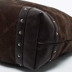 Longchamp Brown Canvas and Leather Small Quadrille Le Pliage Tote