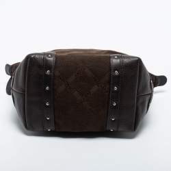 Longchamp Brown Canvas and Leather Small Quadrille Le Pliage Tote
