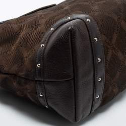 Longchamp Brown Canvas and Leather Small Quadrille Le Pliage Tote