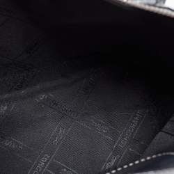 Pre Owned Longchamp Silver Monogram Embossed Leather XS Le Pliage Tote