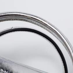 Pre Owned Longchamp Silver Monogram Embossed Leather XS Le Pliage Tote