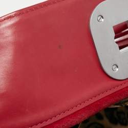 مملوكة مسبقًا حقيبة يد لونشان جلد أحمر مبطنة �بنقشة جلد التمساح