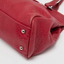 مملوكة مسبقًا حقيبة يد لونشان جلد أحمر مبطنة بنقشة جلد التمساح