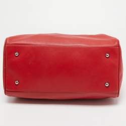 Pre Owned Longchamp Red Leather Boston Bag