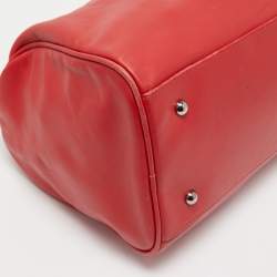 Pre Owned Longchamp Red Leather Boston Bag