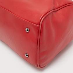 Pre Owned Longchamp Red Leather Boston Bag