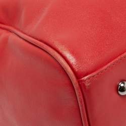 Pre Owned Longchamp Red Leather Boston Bag