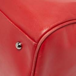 Pre Owned Longchamp Red Leather Boston Bag