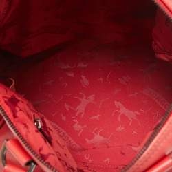 Pre Owned Longchamp Red Leather Boston Bag