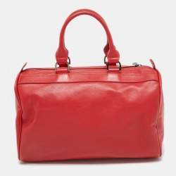 Pre Owned Longchamp Red Leather Boston Bag