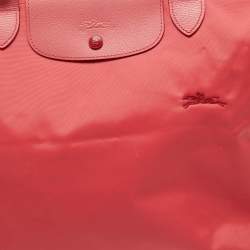 Pre Owned Longchamp Pink Nylon and Leather Le Pliage Neo Tote
