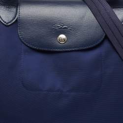 Pre Owned Longchamp Blue Nylon and Leather Le Pliage Tote