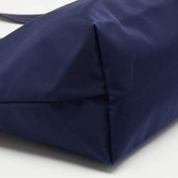 Pre Owned Longchamp Blue Nylon and Leather Le Pliage Tote
