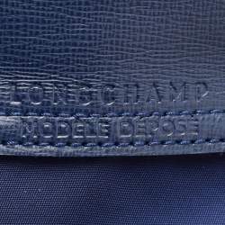 Pre Owned Longchamp Blue Nylon and Leather Le Pliage Tote