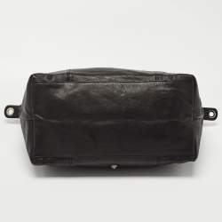 Pre Owned Longchamp Black Leather Le Pliage Top Handle Bag