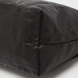 Pre Owned Longchamp Black Leather Le Pliage Top Handle Bag