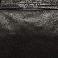 Longchamp Black Leather Le Pliage Top Handle Bag