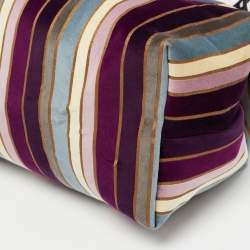 Longchamp Multicolor Stripe Velvet and Patent Leather Tote