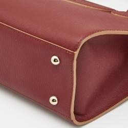 Pre Owned Longchamp Red Leather Small Le Pliage Heritage Tote