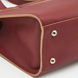 Pre Owned Longchamp Red Leather Small Le Pliage Heritage Tote