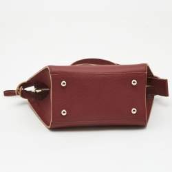 Pre Owned Longchamp Red Leather Small Le Pliage Heritage Tote