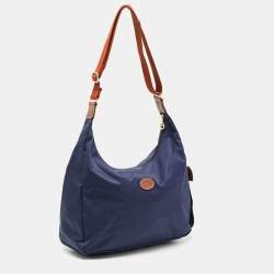 Pre Owned Longchamp Navy Blue Nylon Le Pliage Hobo