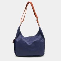 Pre Owned Longchamp Navy Blue Nylon Le Pliage Hobo