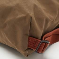 Pre Owned Longchamp Olive Green/Brown Nylon and Leather Le Pliage Backpack