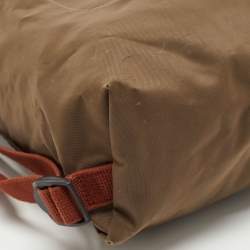 Pre Owned Longchamp Olive Green/Brown Nylon and Leather Le Pliage Backpack