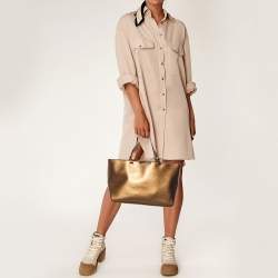 Longchamp Metallic Leather Large Le Foulonne City Tote