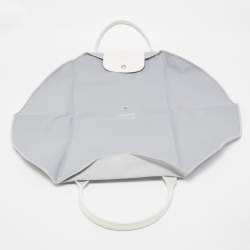 Pre Owned  Longchamp x Nendo Grey/White Leather and Nylon Katachi Circular Bag