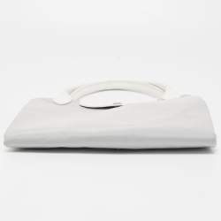 Pre Owned  Longchamp x Nendo Grey/White Leather and Nylon Katachi Circular Bag