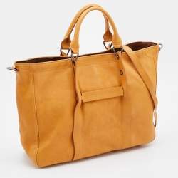 Longchamp Mustard Leather Large 3d Shopper Tote
