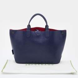 Longchamp Navy Blue/Pink Leather Roseau Reversible Tote