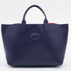 Longchamp Navy Blue/Pink Leather Roseau Reversible Tote