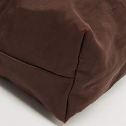 Pre Owned Longchamp Two Tone Nylon and Leather Small Le Pliage Tote