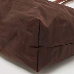 Pre Owned Longchamp Two Tone Nylon and Leather Small Le Pliage Tote