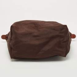 Pre Owned Longchamp Two Tone Nylon and Leather Small Le Pliage Tote