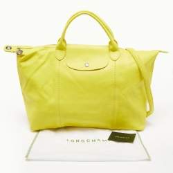 Longchamp Lime Green Leather Large Le Pliage Tote